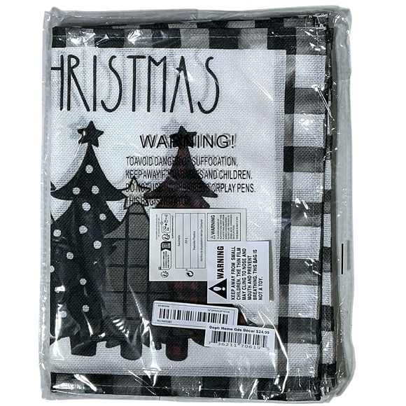 Christmas Placemats Trees Buffalo Plaid Placemats Black White 12 x 18 4 PC Set - Picture 12 of 16